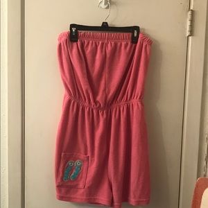Pink terry cloth romper size large